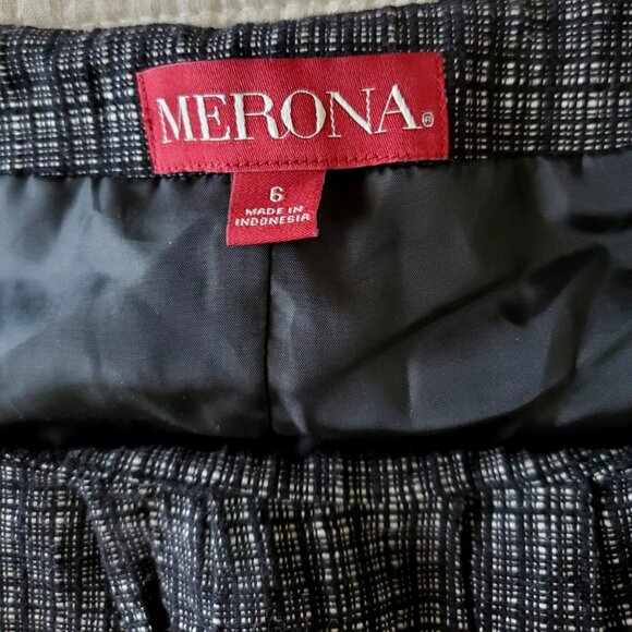 MERONA SHEATH DRESS SIZE 6 PLAID TWEED SIDE ZIPPER SHORT BELT FULLY LINED - Picture 6 of 9